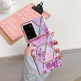 Marble Mosaic Rhombus Flower Silicone Phone Case