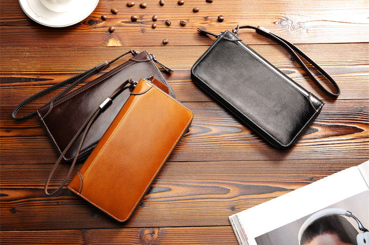 Men's Leather Clutch Wallet - Slim & Stylish Business Card Holder