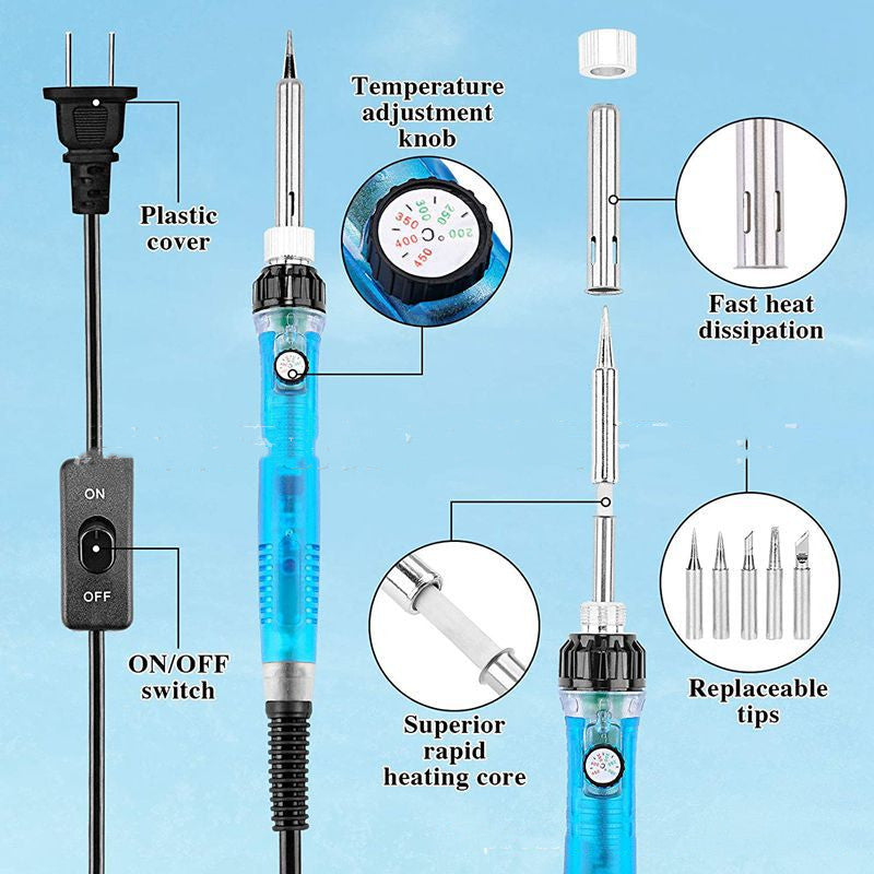 Diy 99Pcs Wood Burning Kit Heat Transfer Gourd Engraving Tool With Switch Thermostat Soldering Iron Pen Kit