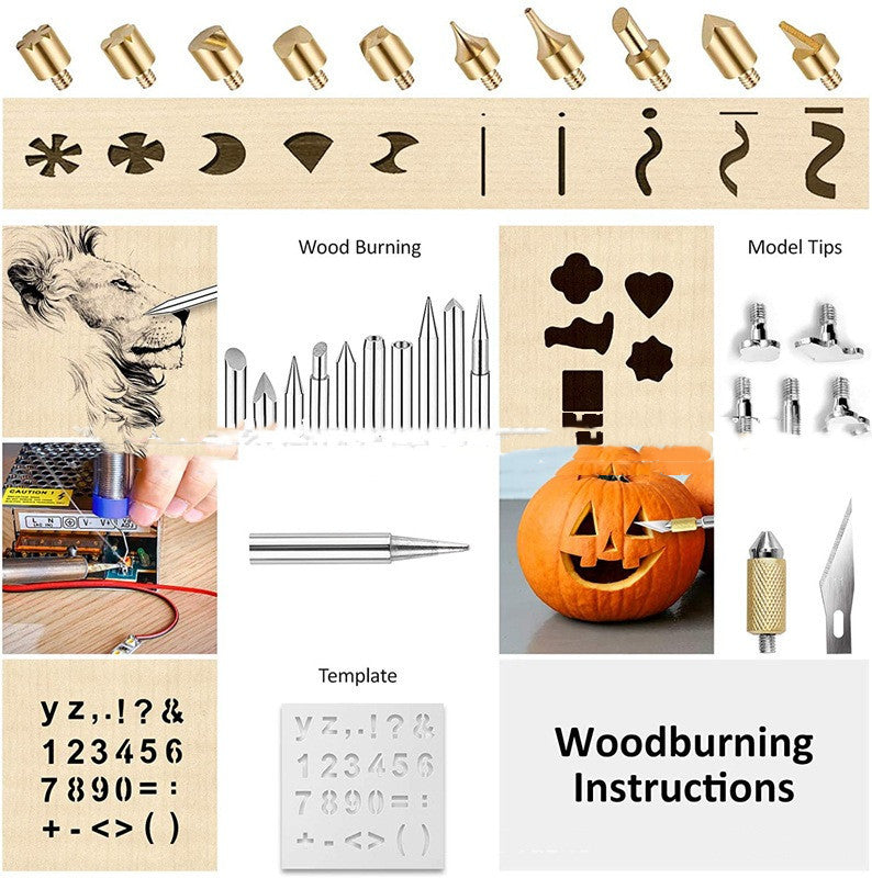 Diy 99Pcs Wood Burning Kit Heat Transfer Gourd Engraving Tool With Switch Thermostat Soldering Iron Pen Kit