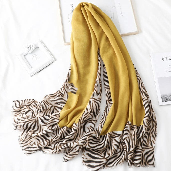 Cotton Scarf Casual Leopard Print Long Gauze Scarf