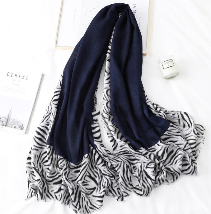 Cotton Scarf Casual Leopard Print Long Gauze Scarf