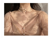 Vintage Antique French Natural Pearl Necklace Handmade Double-Layer Pearl Clavicle Chain Vintage Choker