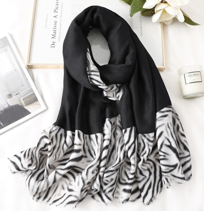 Cotton Scarf Casual Leopard Print Long Gauze Scarf