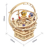 Rotatable DIY 3D Starry Night Wooden Model Building Kits Assembly Music Box Toy Gift