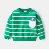 Boys Striped Sweater Casual Loose Round Neck Pullover Sweater Cotton - Minihomy