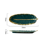 Glod Feather Platter Luxury Leaf Storage Tray For Women - Minihomy