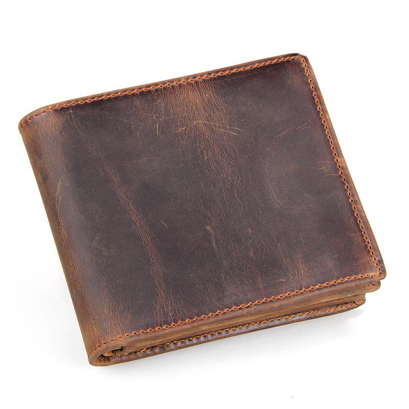 Men Wallets Luxury Horse Leather Wallet Leather Short Wallet Men'S Leather Wallet - Minihomy