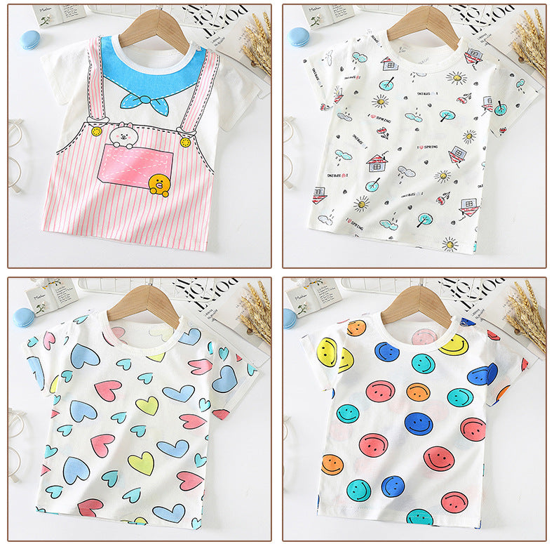 Children's Short-Sleeved T-Shirt - Cotton Baby Half-Sleeved Bottoming Shirt - Minihomy