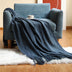 Pure Color Coral Fleece Knitted Sofa Blanket