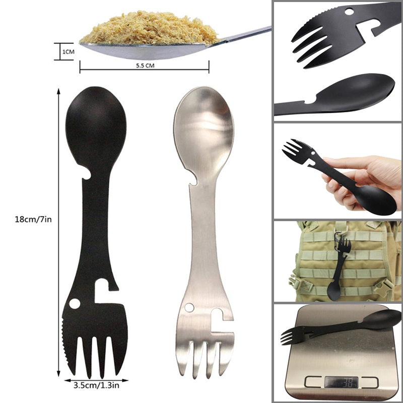 Tableware Multitool Bottle Stainless Steel Cutlery Flatware Utensil Fork Can Opener Spork Picnic Multi Tool