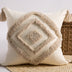 Tufted Embroidered Square Pillow, Embroidered Back Grid Tassel Sofa Waist Backrest