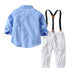 Boys Gentleman Bib Pant Suit Long Sleeve Bow Tie - Minihomy