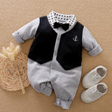 Gentleman's Baby Clothes Long-sleeved One-piece