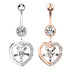 Side Zircon Peach Heart Navel Ring Navel Nail Puncture