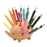 Solid Wood Hedgehog Pen Holder Obliquely Inserted Wooden Animal Pen Holder