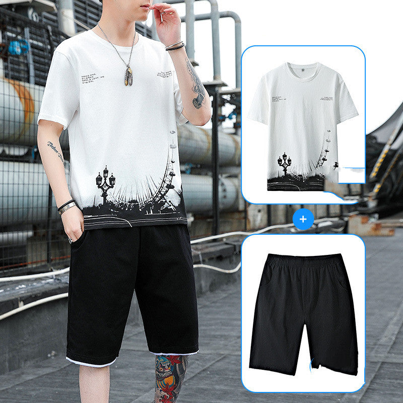 Sports Suit Men's Summer Cotton Short Sleeve T-Shirt