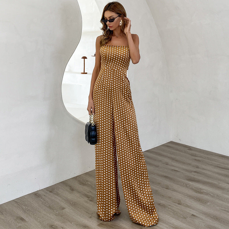 Spring And Summer Strapless Round Neck Jumpsuit