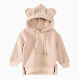 Cartoon Solid Color T-shirt Sweater Fleece Long-sleeved Hooded Children's T-shirt - Minihomy