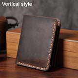 Handmade Vintage Crazy horse Genuine Leather Men Wallet