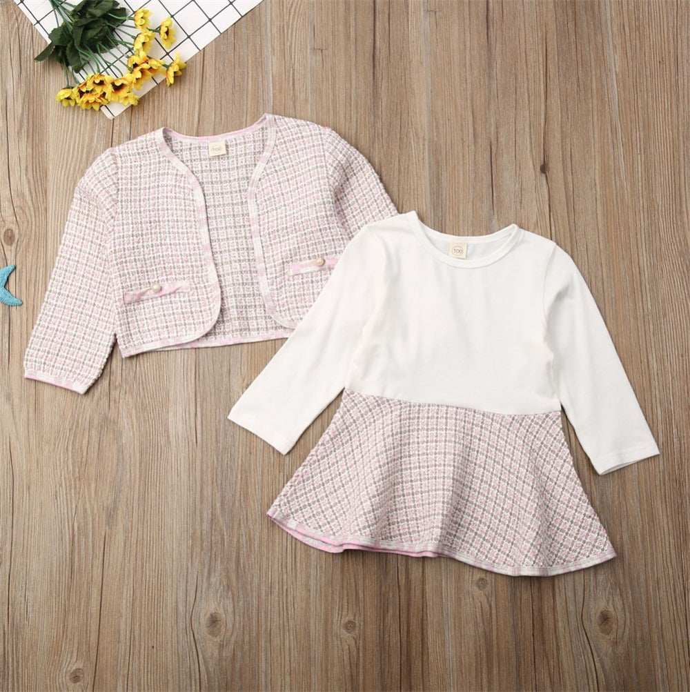 Long-sleeved Dresses Two-piece Children's Baby Small Incense Wind Suit - Minihomy