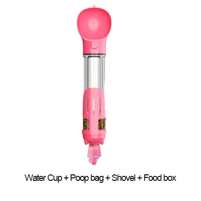 Portable Cat Dog Water Bottle Food Feeder Drinker Poop Dispenser