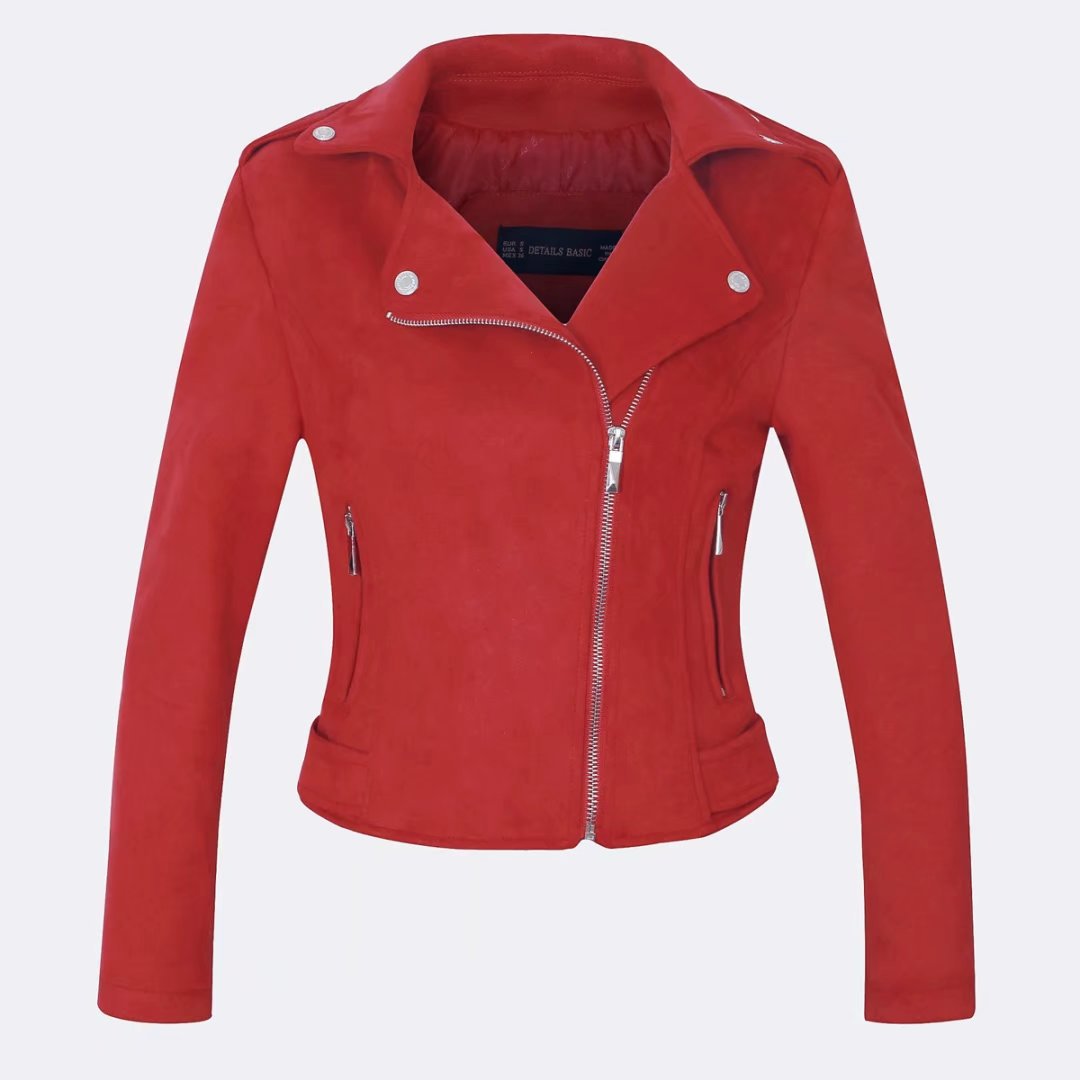 Slim Short Leather Jacket Deerskin Women