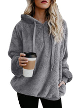 Plus Size Fall Winter Long Sleeve Plush Hooded Shirt Warm Sweatshirt