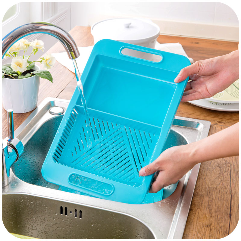 Multifunction Kitchen Chopping Blocks Sinks Drain Basket Cutting Board Vegetable Meat Tools Kitchen Accessories Chopping Board - Minihomy