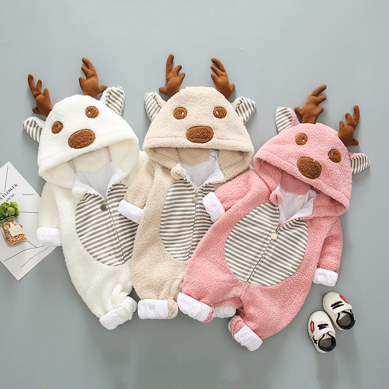 Super cute baby outing in romper cotton padded jacket