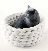 Cat House Cushion Soft Long Plush Warm Pet Mat Cute Kennel Cat Sleeping Basket Bed Round Fluffy Comfortable Touch Pet Products - Minihomy