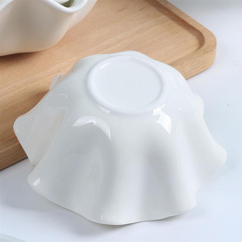 Creative Pure White Ceramic Bowl Crimp Sauce Dish - Minihomy