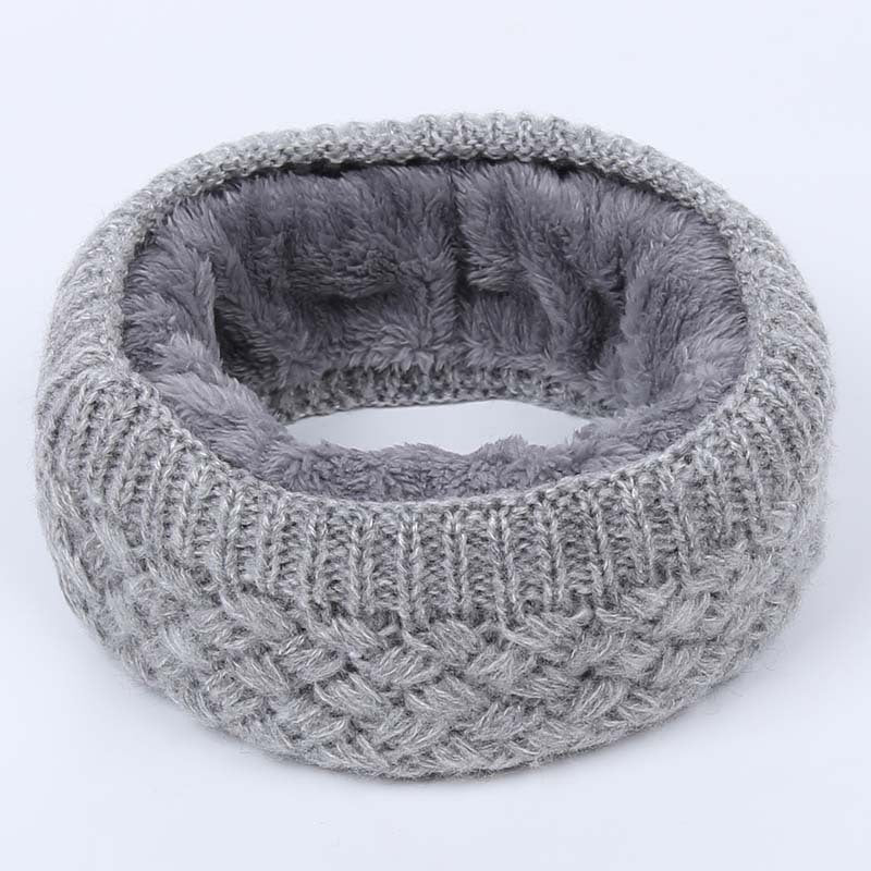 Winter warm men and women solid color wool knit plus velvet thick collar