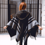 Autumn and winter ladies cloak shawl hooded warm tassel scarf