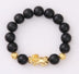 Obsidian 18K Gold Beads Bracelet Men Women - Minihomy