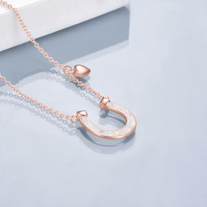 Opal Horseshoe Necklace for Women Sterling Silver Rose Gold Plated Horse Gifts Jewelry for Girls