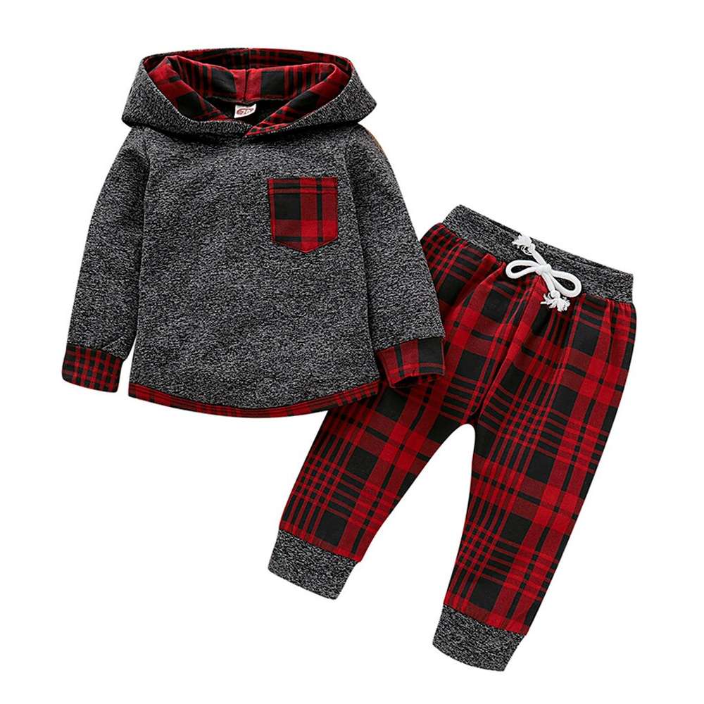 Baby Long Sleeve Plaid Sweater Set - Minihomy