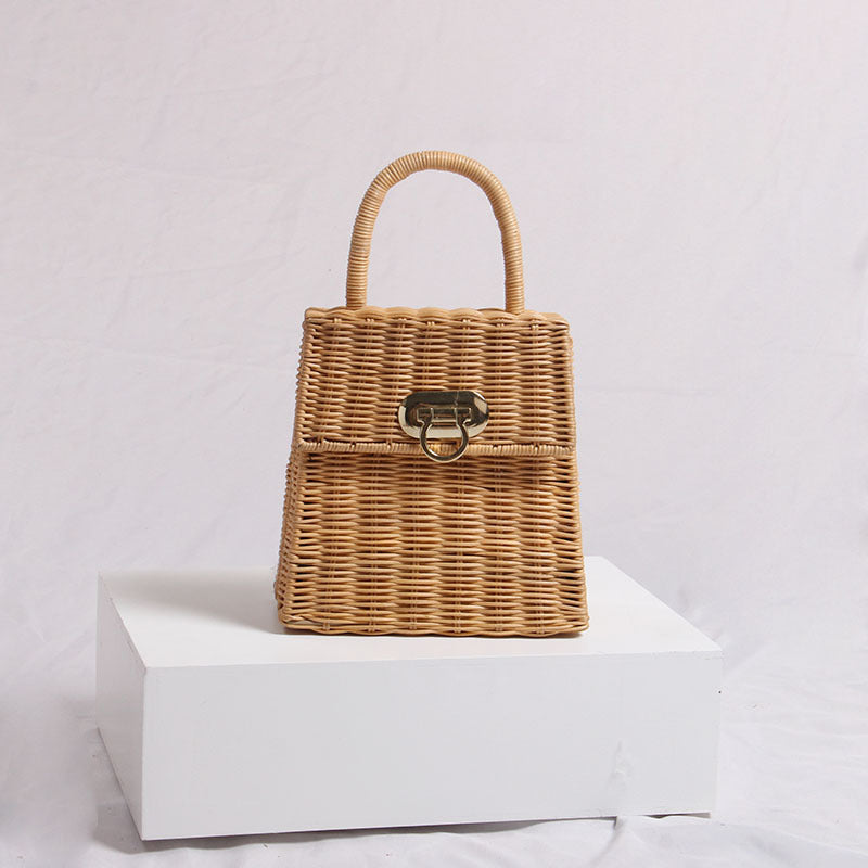 Female retro portable rattan bag - Minihomy