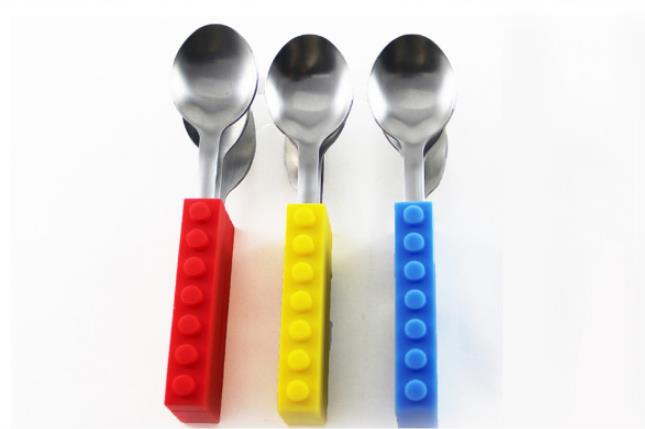 3PCS Creative Bricks Silicone Stainless Steel Portable Travel Kids  Cutlery Fork Picnic Set Gift For CHild Dinnerware - Minihomy