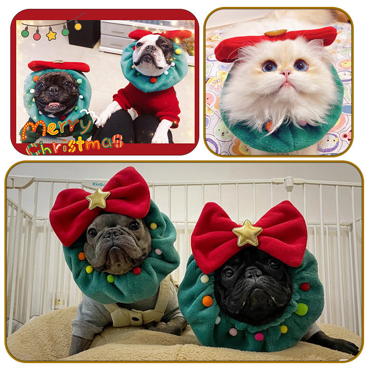 Christmas Pet Bow-knot Collar Friendly To Skin Xmas Pet Scarf Washable Party Pet Dog Neck Strap Scarf Photo Prop Pet Supplies - Minihomy