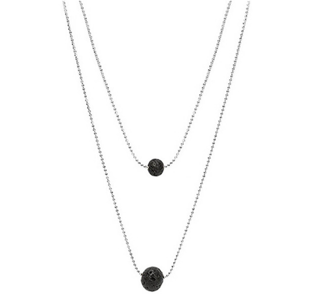 Double Black Lava Necklace - Minihomy