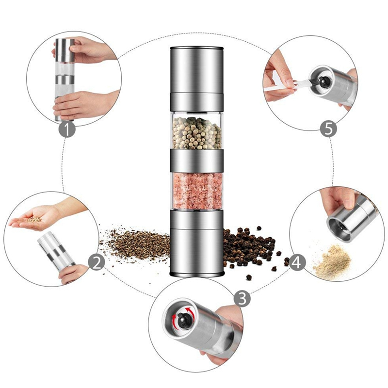 Multi-Layers Stainless Steel Pepper Mill Shaker Salt and Peper Grinder