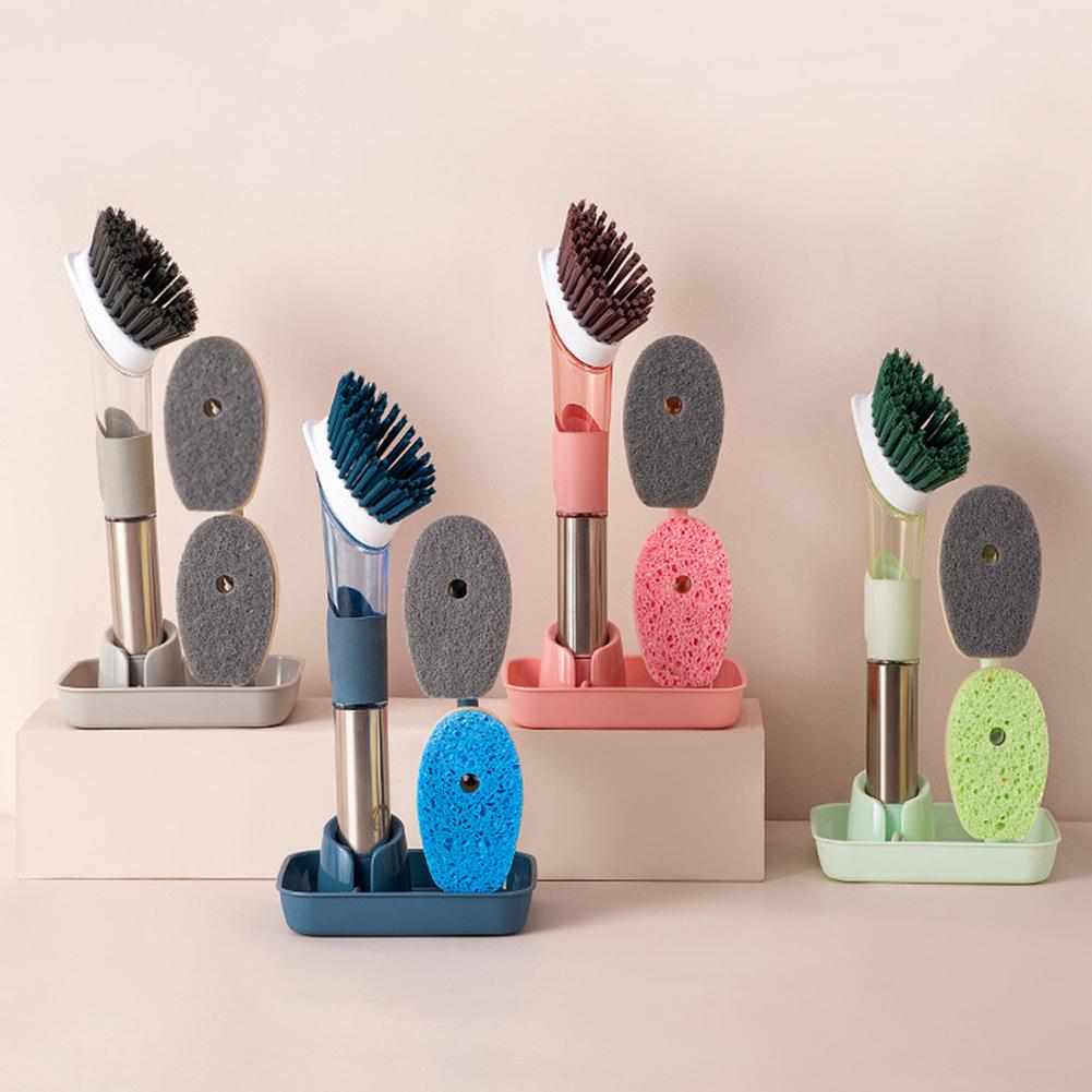 Multifunctional Dish Brush Household Kitchen Oily Sponge Long Handle Cleaning Brush - Minihomy