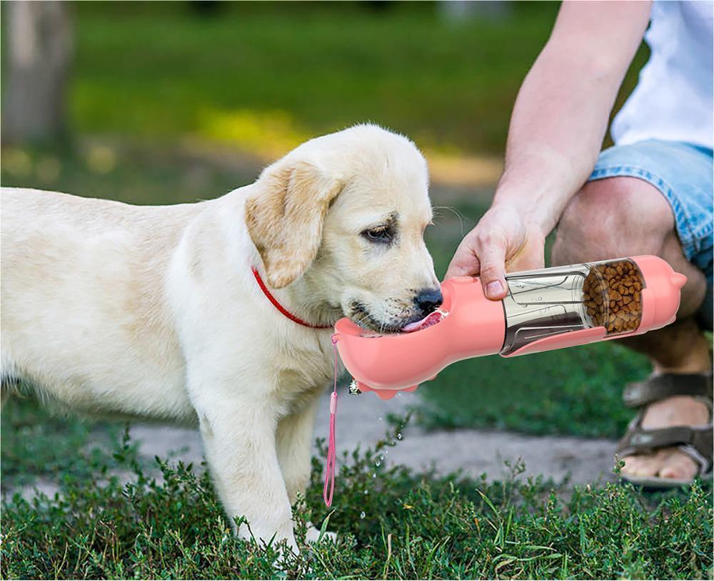 Pet Water Bottle Feeder Bowl Garbage Bag Storage Portable Pet Outdoor Travel 3 In 1 Dog Water Bottle - Minihomy