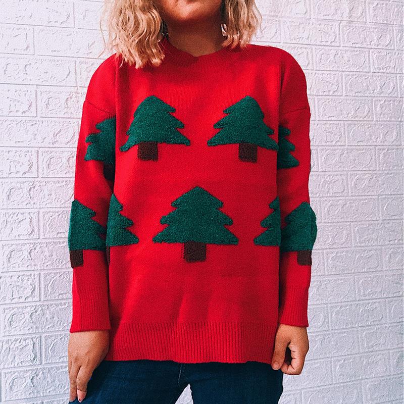 Christmas Sweater Round Neck Long Sleeve Knitted Pullover - Minihomy