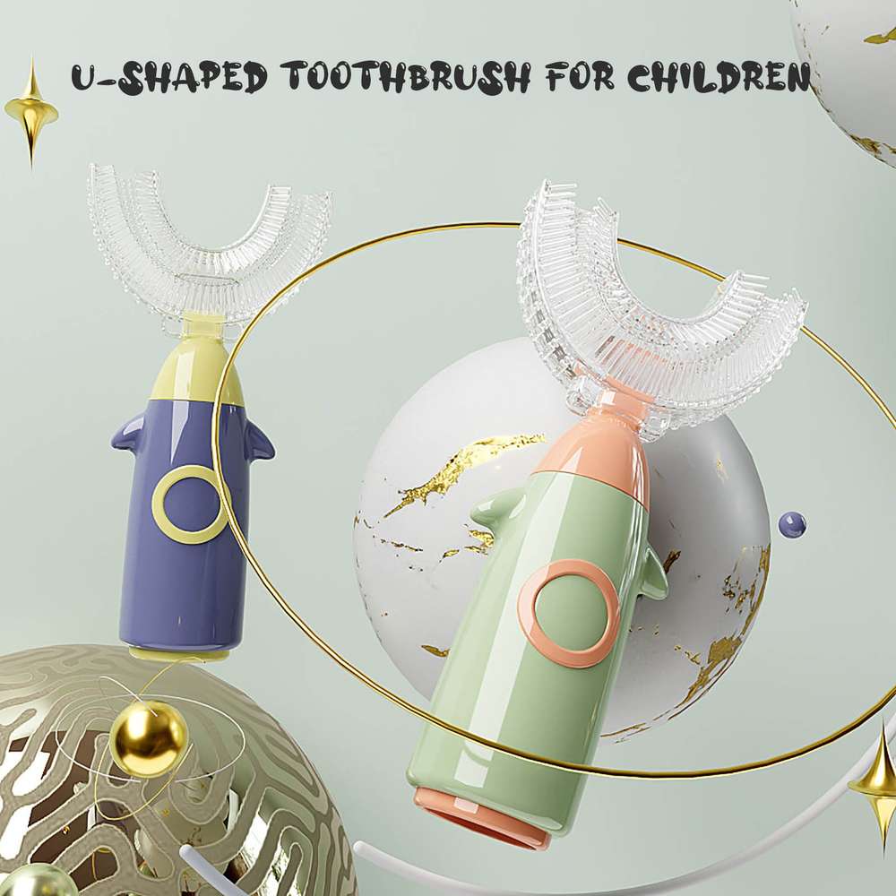 Manual Children's U-shaped Toothbrush Silicone Toothbrush Soft Bristles Mouth Cleaning U-shaped Silicone Manual Children's Toothbrush - Minihomy