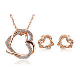 Jewelry Customized Double Diamond Heart Necklace Earring Set