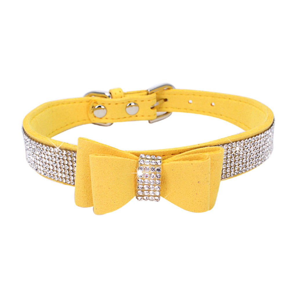 Rhinestone Bow Pet Dog Collar Leash - Minihomy