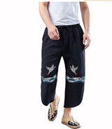 Chinese Style Retro Double Crane Pants