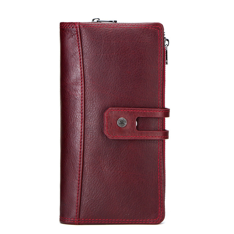 Genuine Cowhide Leather High Quality Women Long Wallet